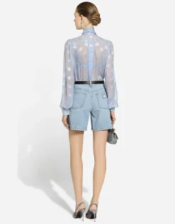 Dévoré silk shirt with DG logo
