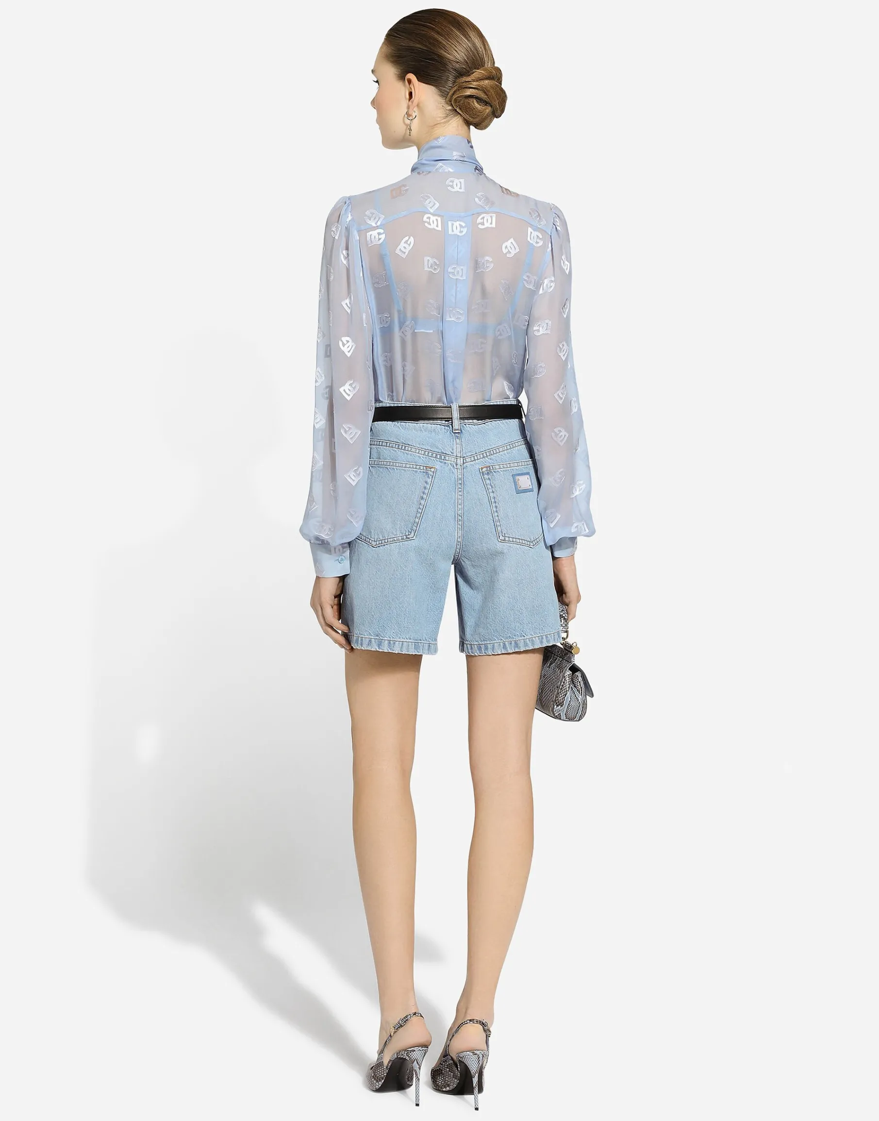 Dévoré silk shirt with DG logo