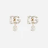 Earrings with DG logo and rhinestone teardrop pendant