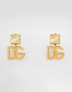 Earrings with DG logo and rhinestones