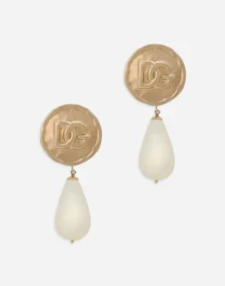 Earrings with DG logo and teardrop pendants