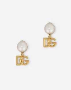 Earrings with DG logo and pearl