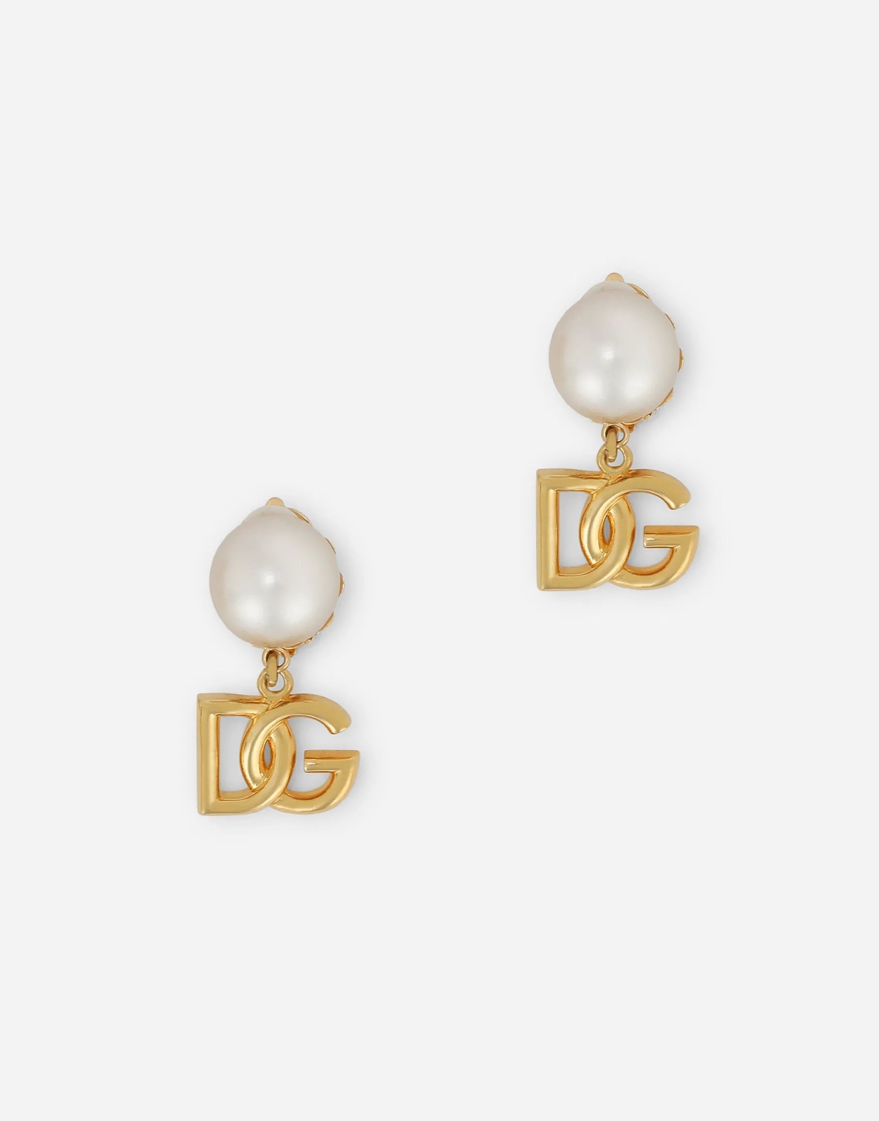 Earrings with DG logo and pearl