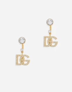 Earrings with DG logo and rhinestones