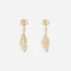 Earrings with rhinestone-detailed shell and DG logo