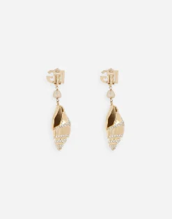 Earrings with rhinestone-detailed shell and DG logo