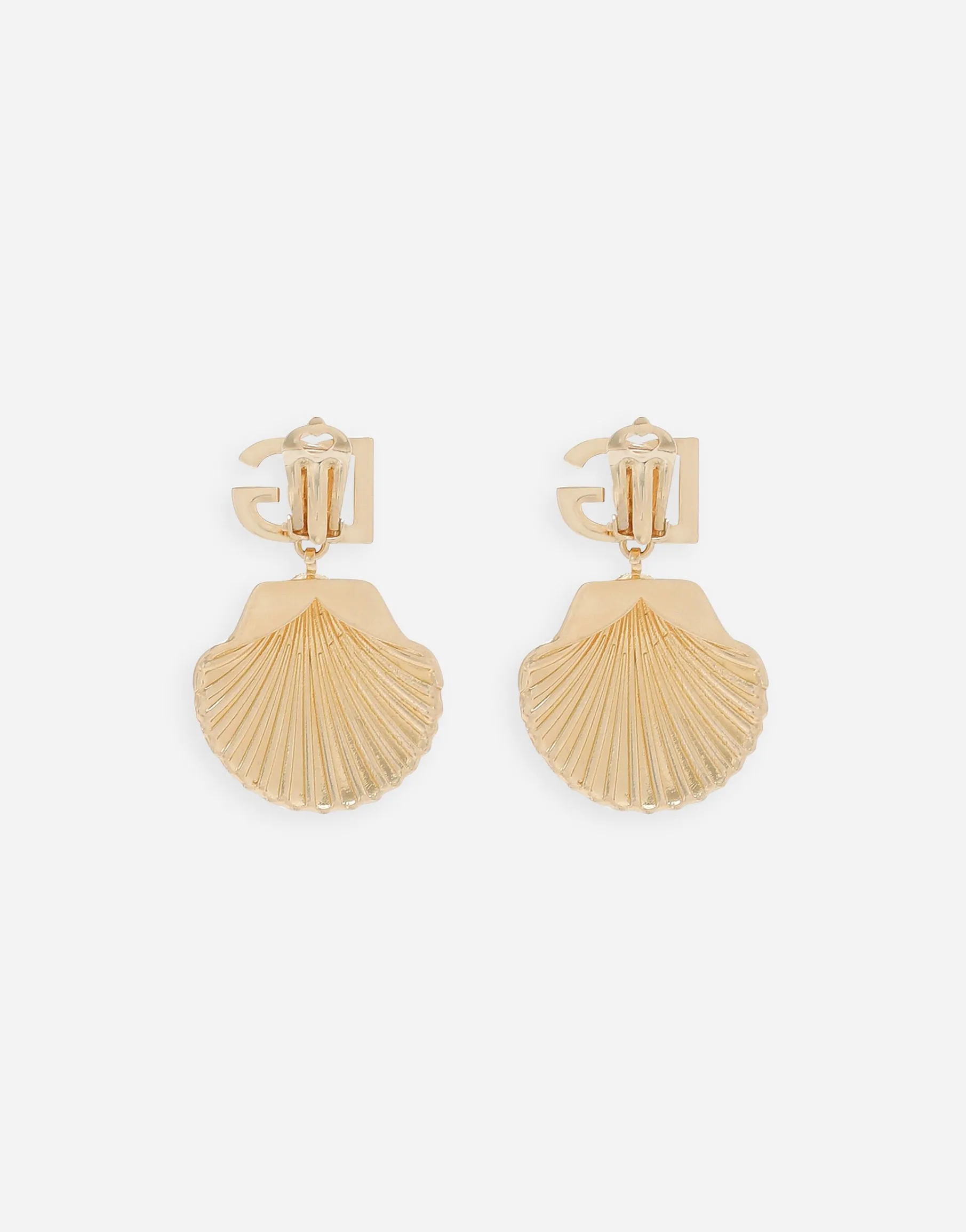 Earrings with rhinestone-detailed shell and DG logo
