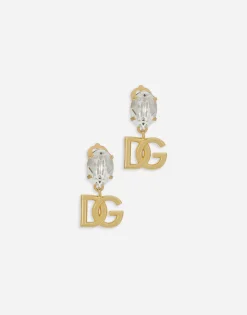 Earrings with rhinestones and DG logo