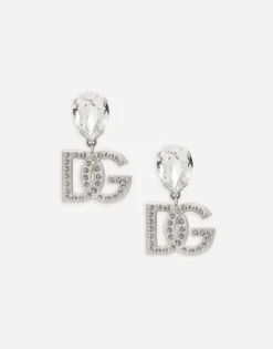Earrings with rhinestones and DG logo