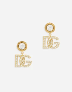 Earrings with rhinestones and DG logo
