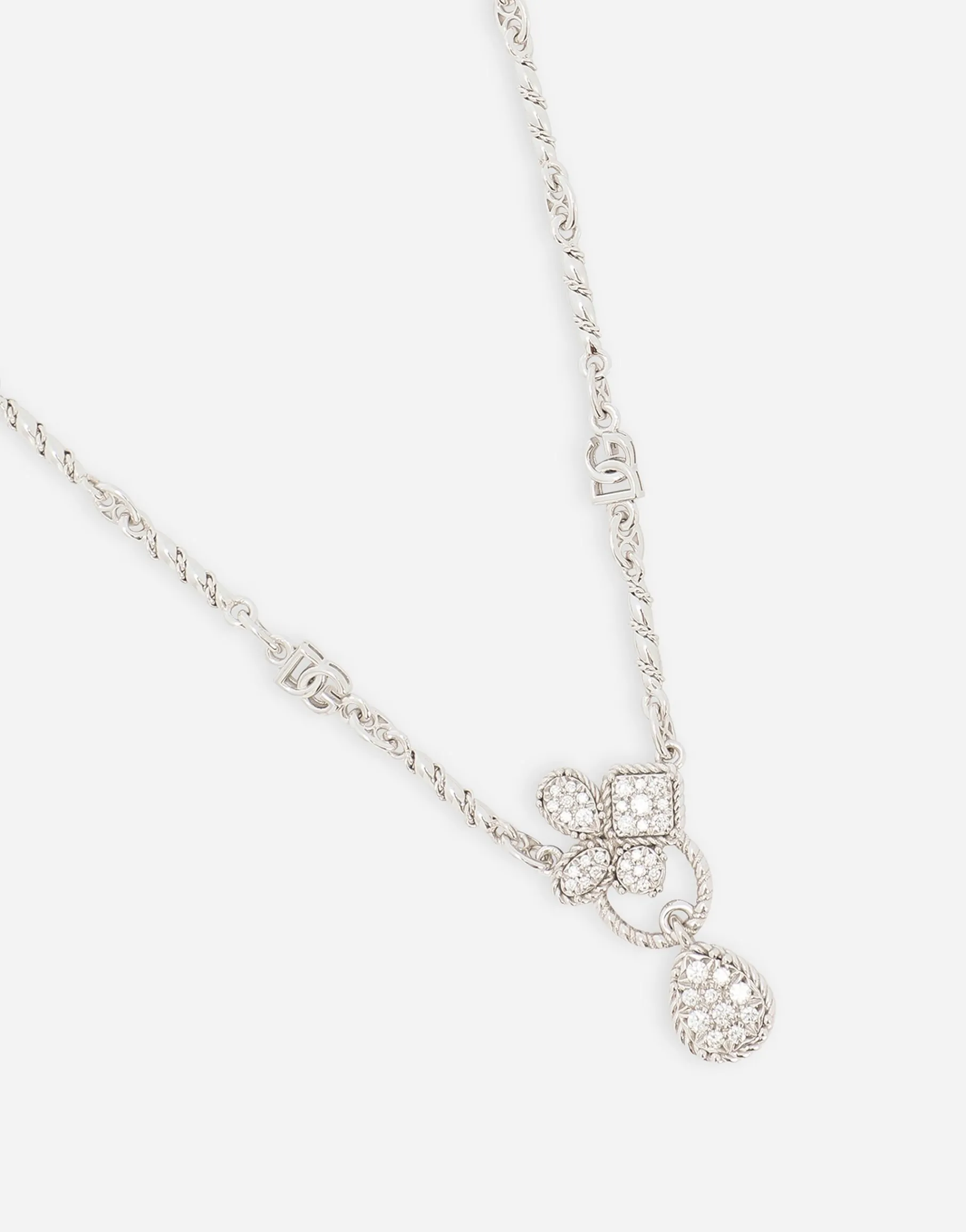 Easy Diamond necklace in white gold 18kt and diamonds pavé