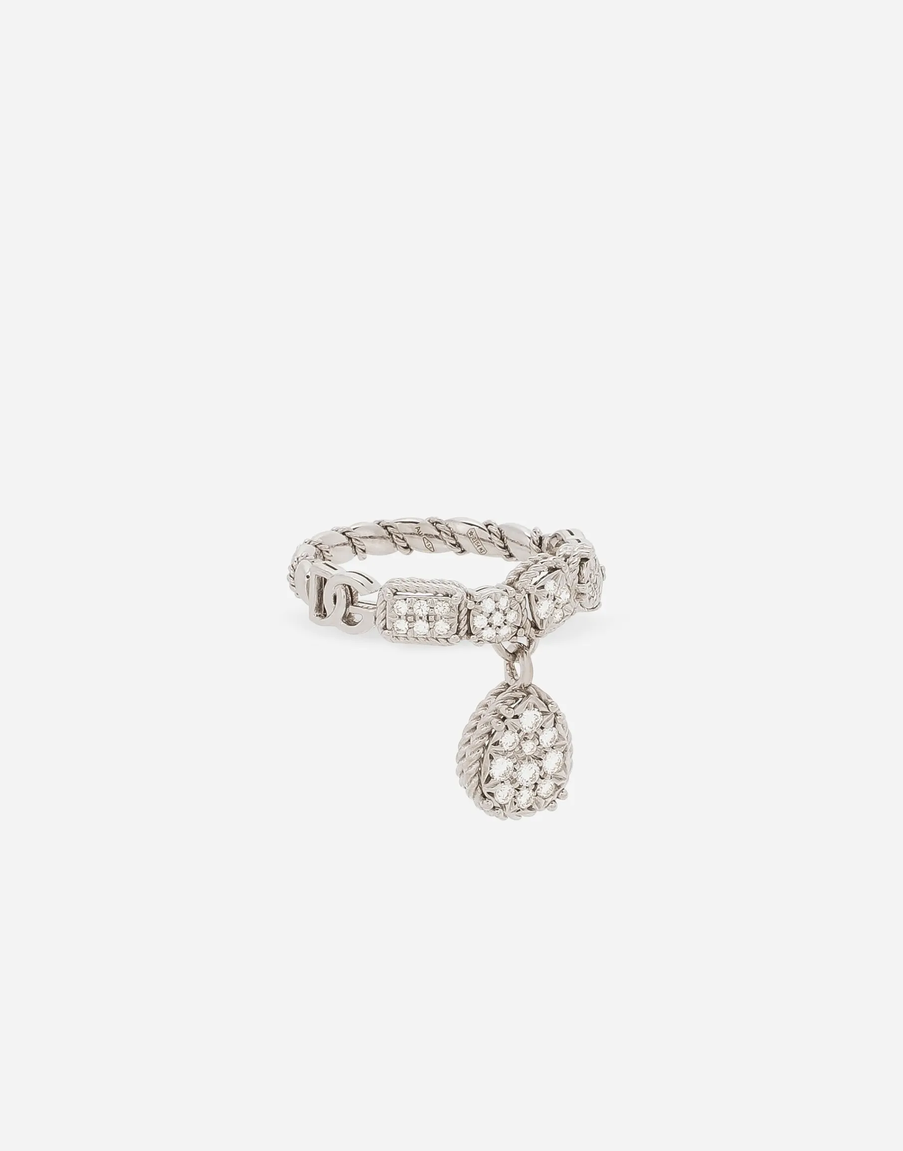 Easy Diamond ring in white gold 18kt and diamonds pavé
