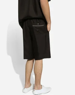 Embroidered silk jogging shorts