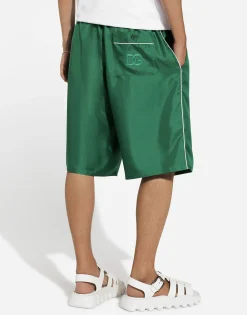 Embroidered silk jogging shorts