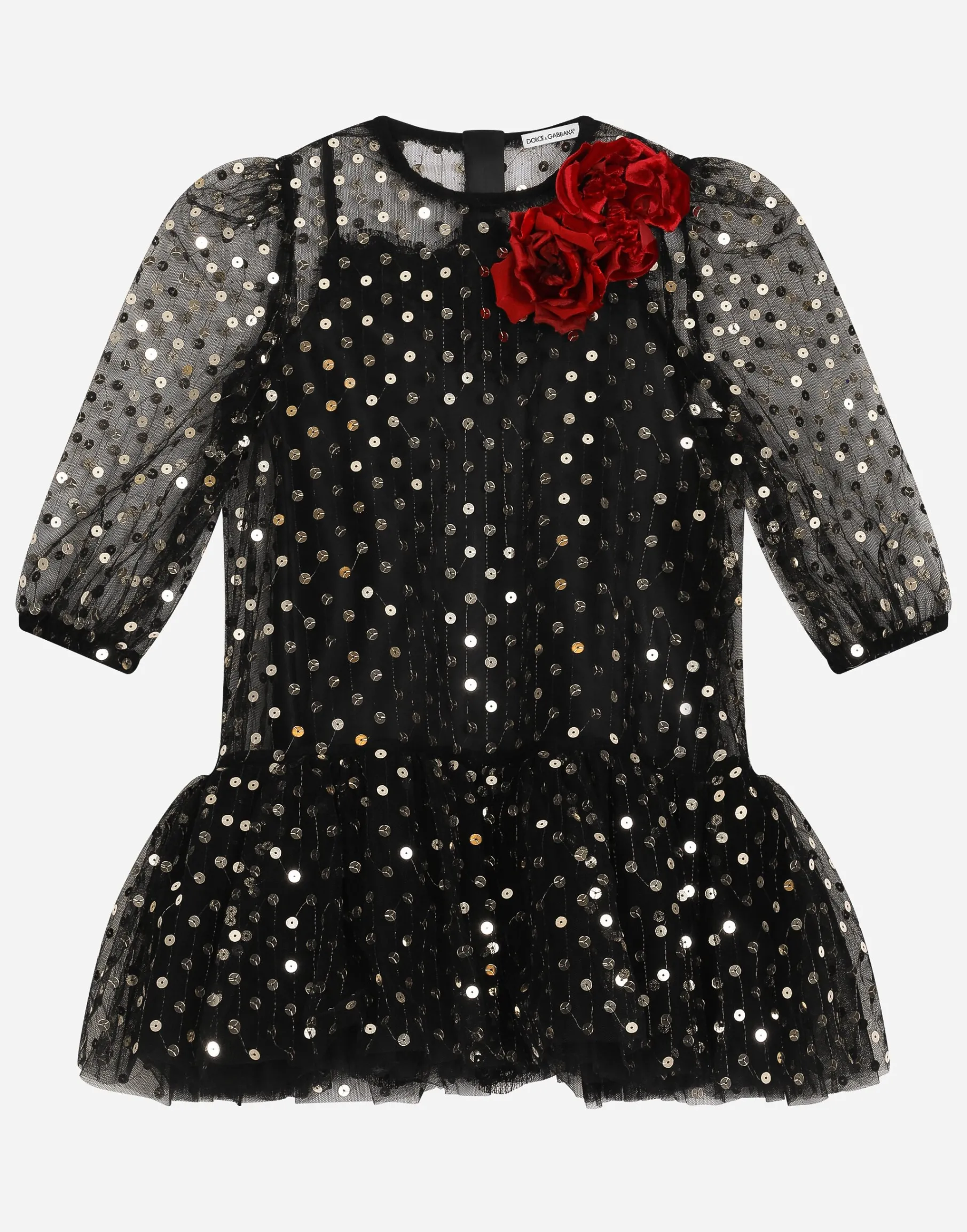 Embroidered tulle dress with sequins