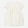 Empire-line lace christening dress with short sleeves