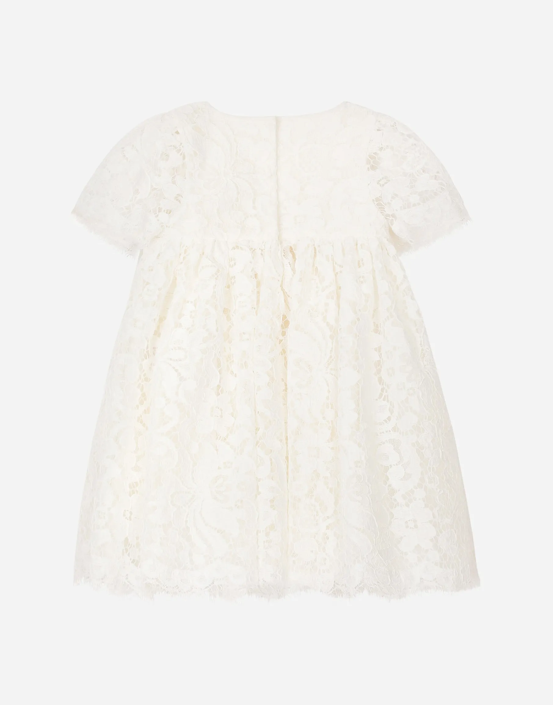 Empire-line lace christening dress with short sleeves