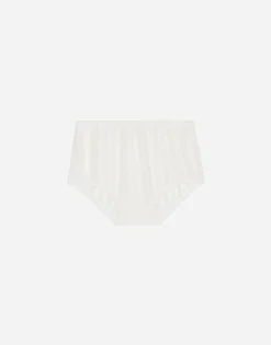 Empire-line muslin christening dress with short sleeves
