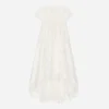 Empire-line ramage Chantilly lace christening dress with short sleeves