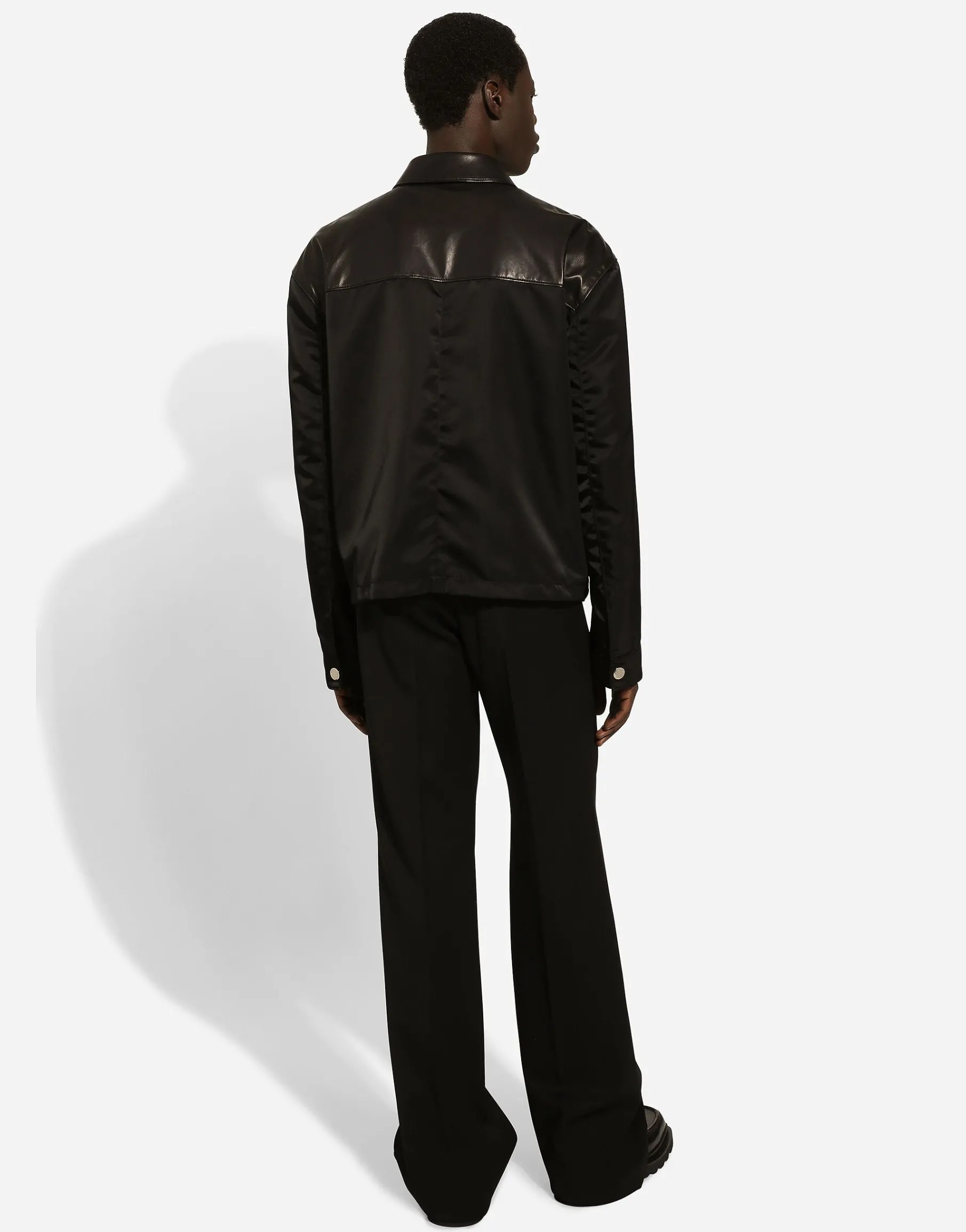 Fabric and leather jacket