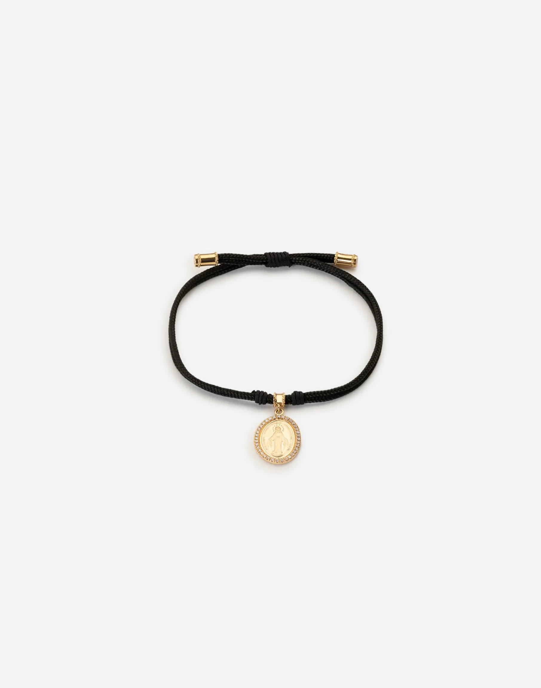Fabric Devotion bracelet with yellow and white gold pendant charm with diamonds