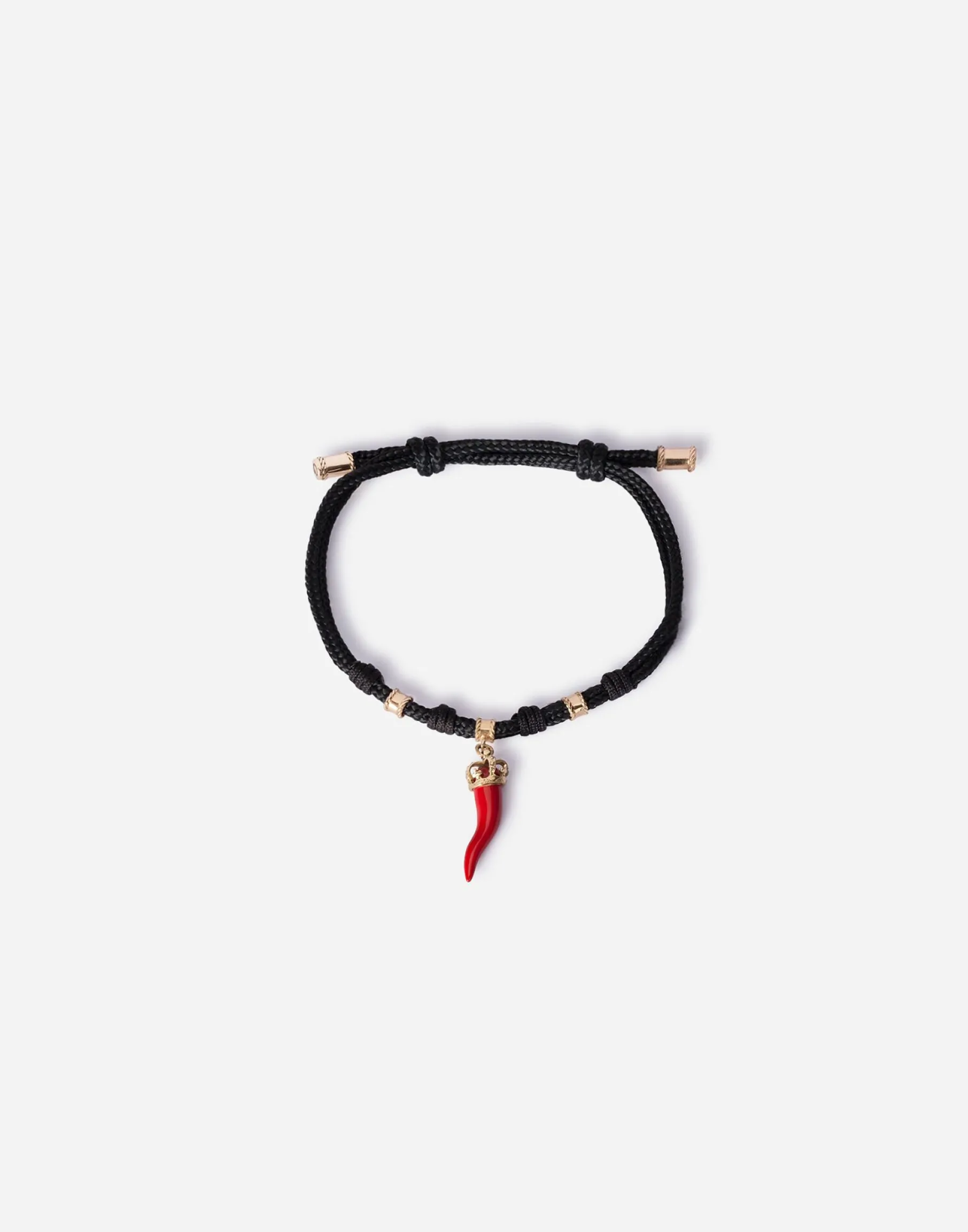 Fabric Good luck bracelet with enameled yellow gold pendant charm