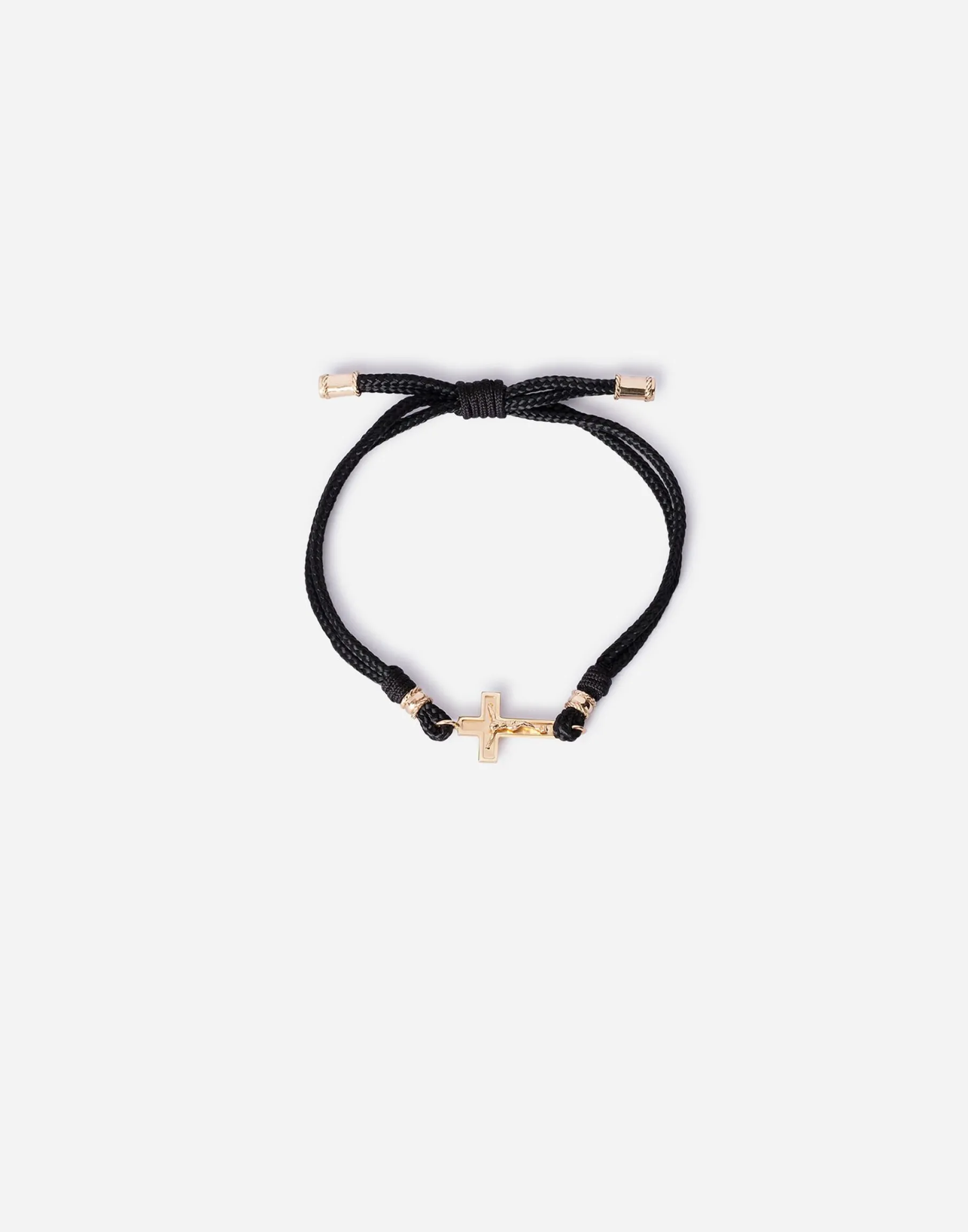 Fabric Sicily bracelet with yellow gold cross