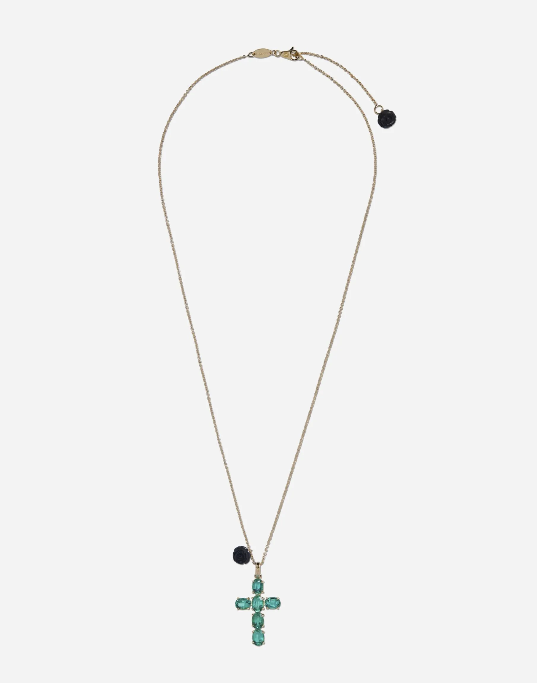 Family cross pendant with emeralds
