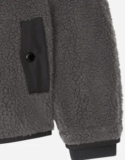 Faux fur jacket with branded tag