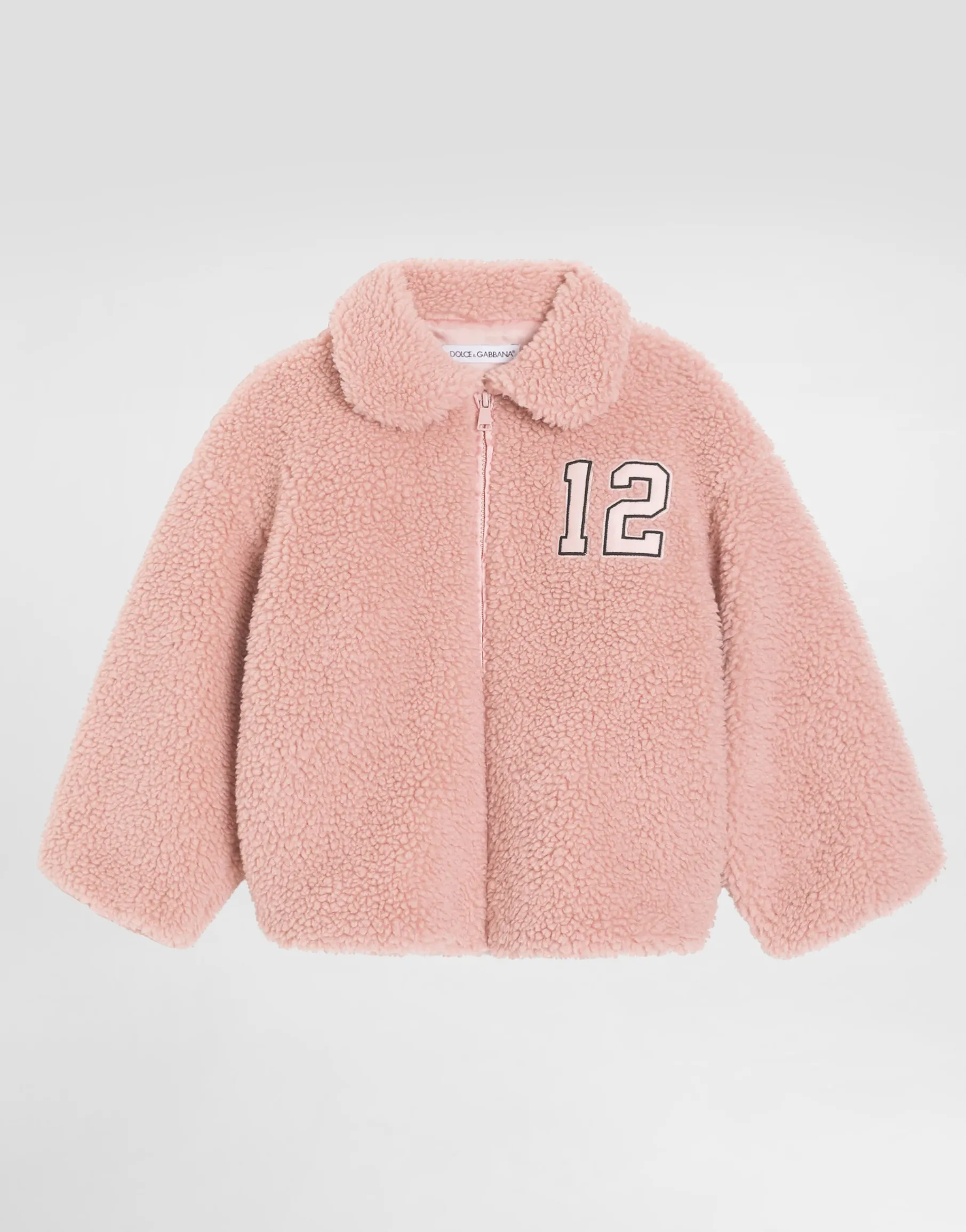 Faux fur jacket with patch