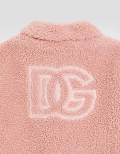 Faux fur jacket with patch