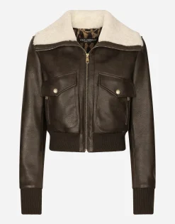 Faux leather and sheepskin jacket