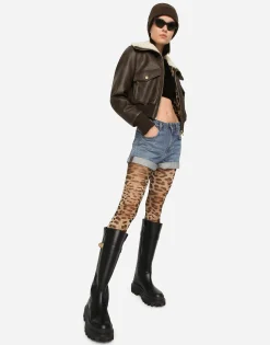 Faux leather and sheepskin jacket