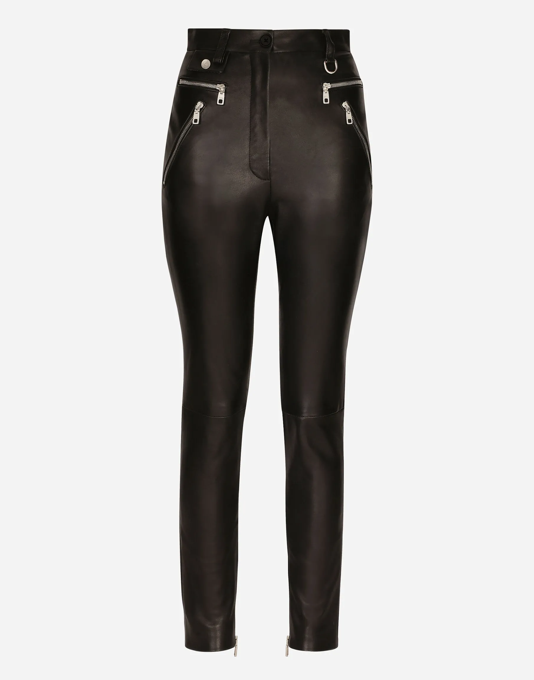 Faux leather jeans with zipper