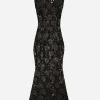 Faux leather macramé calf-length dress