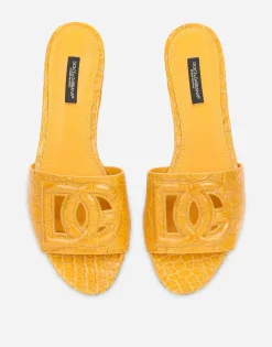 “Fianchi cocco” crocodile skin slides with the DG Millenials logo