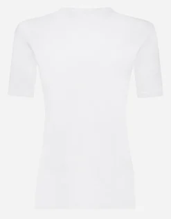 Fine-rib cotton granddad-neck T-shirt