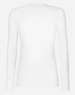 Fine-rib cotton granddad-neck T-shirt