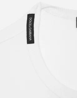 Fine-rib cotton granddad-neck T-shirt