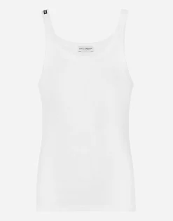 Fine-rib cotton singlet