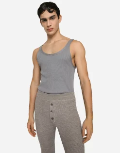 Fine-rib cotton singlet