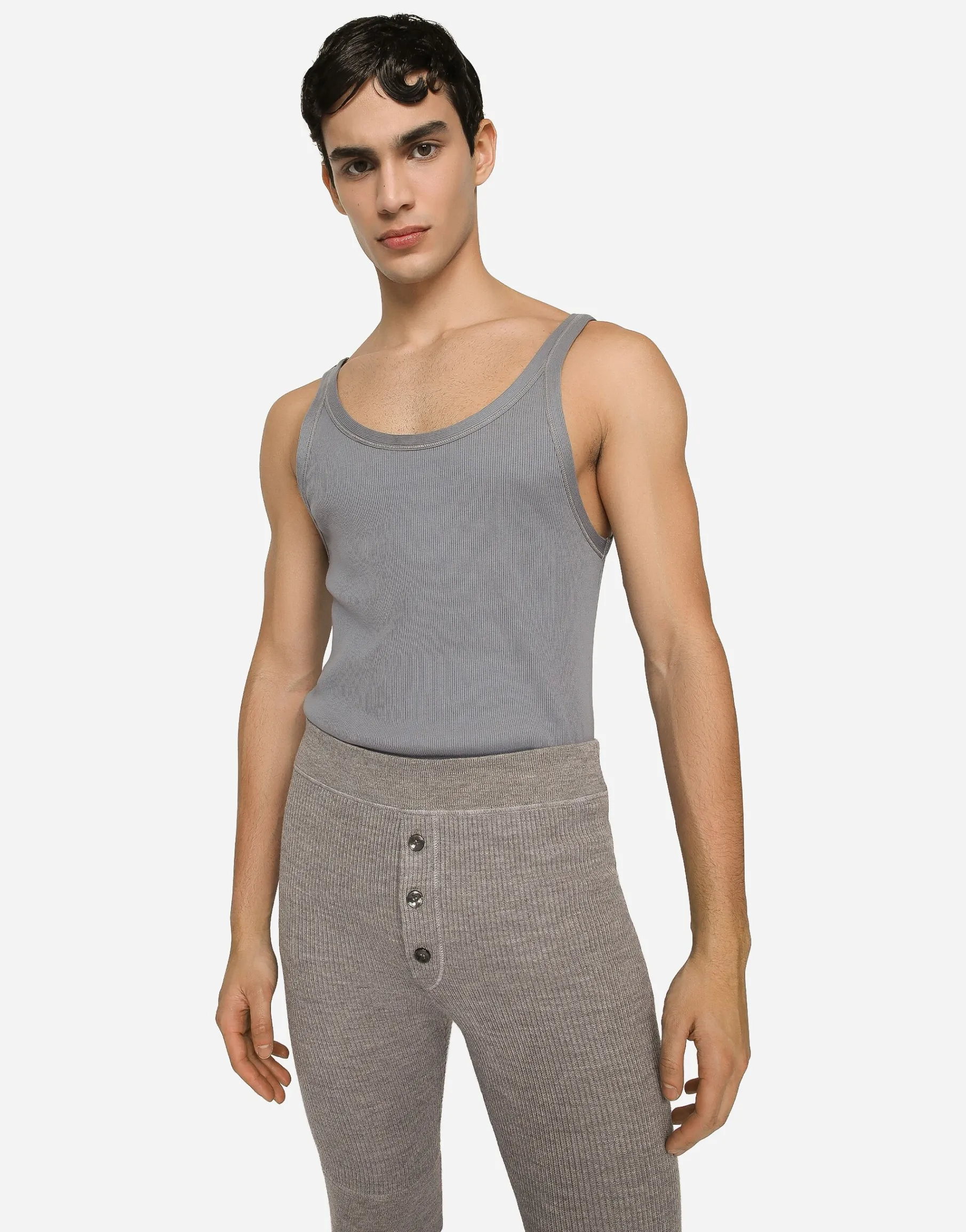 Fine-rib cotton singlet