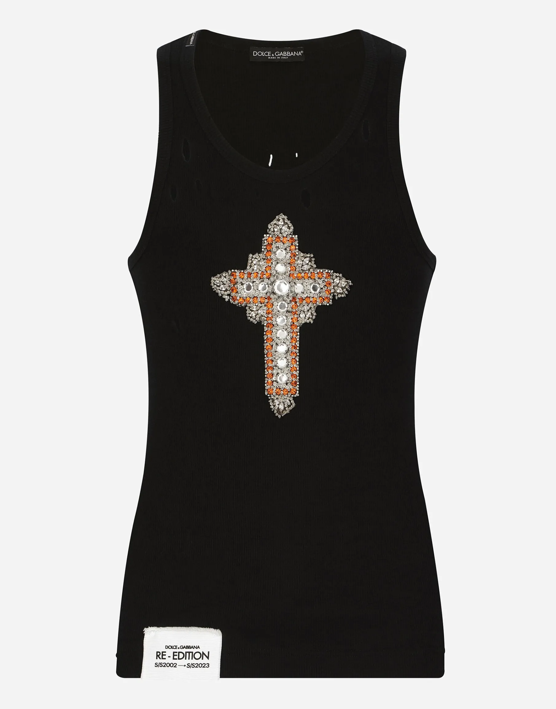 Fine-rib cotton singlet with patch