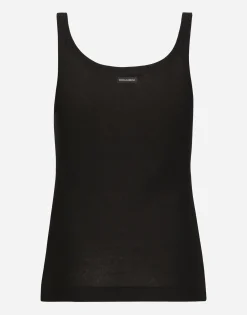 Fine-rib tank top