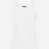 Fine-rib washed cotton singlet
