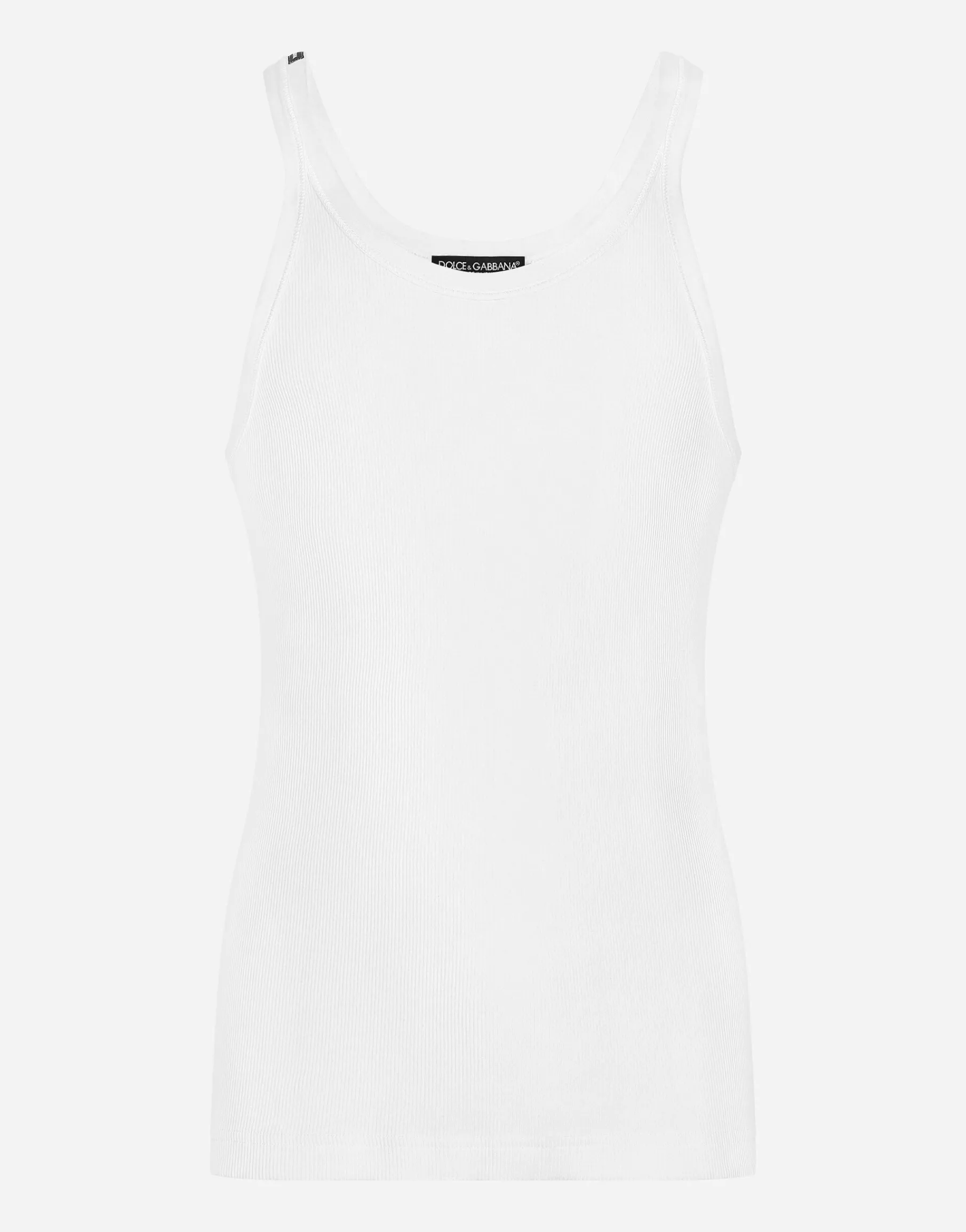 Fine-rib washed cotton singlet