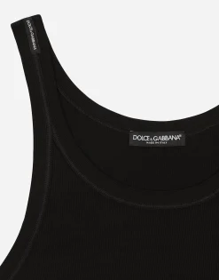 Fine-rib washed cotton singlet