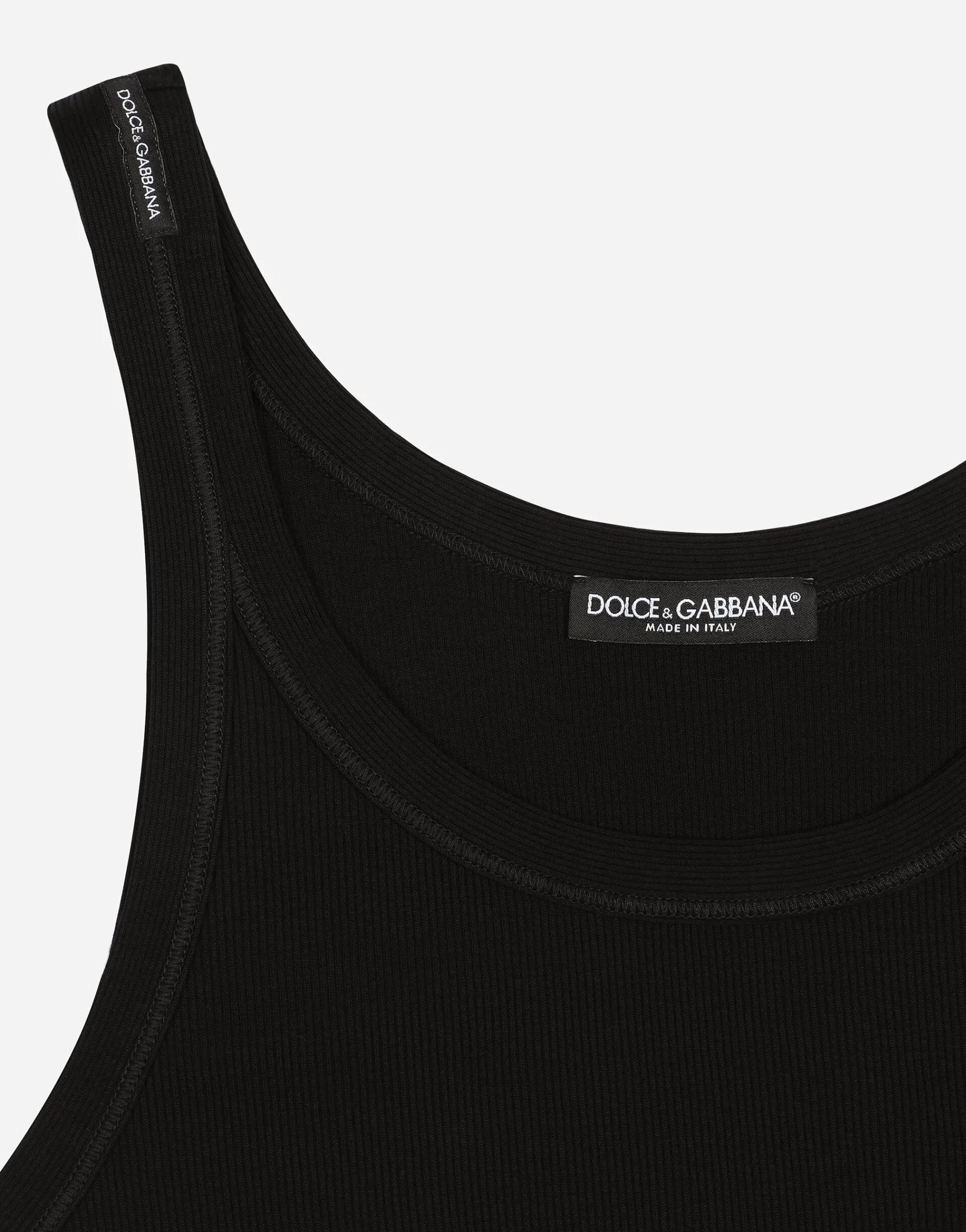 Fine-rib washed cotton singlet