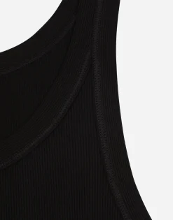 Fine-rib washed cotton singlet