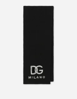 Fisherman’s rib cashmere scarf with DG logo
